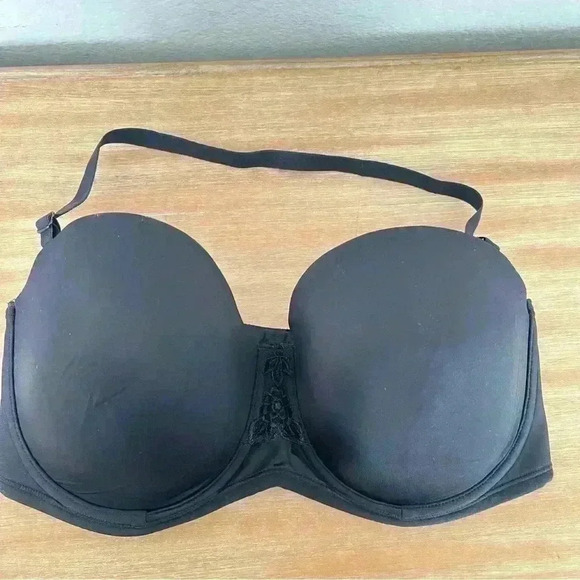 Vanity Fair Black Strapless Smooth Back 5 Way Stretch Bra Women’s Size 36DD - Picture 8 of 16